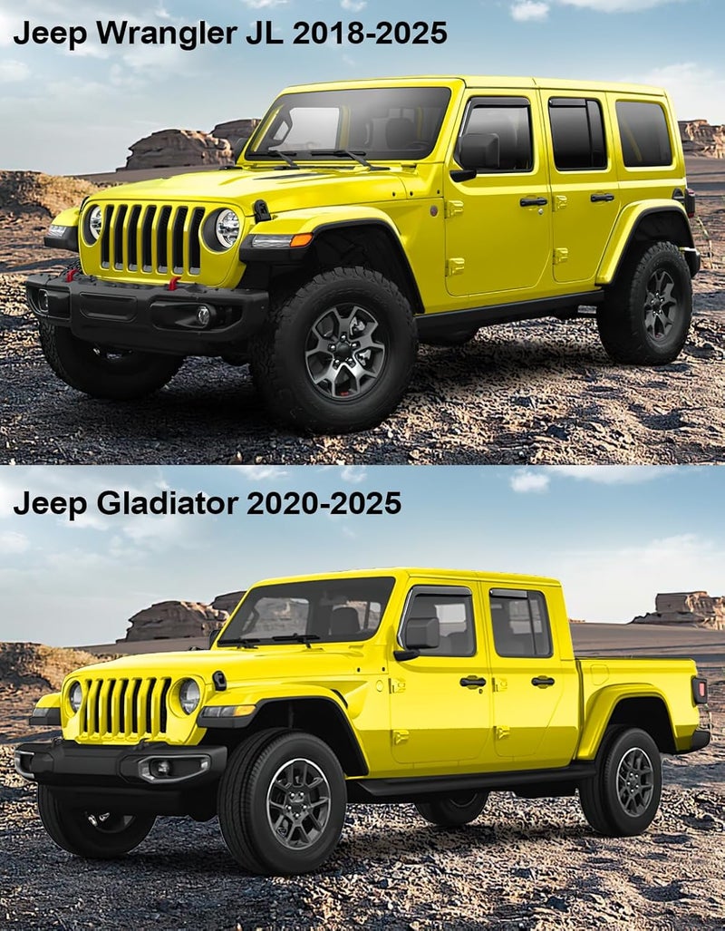 Deejecsun in-Channel Window Rain Guards Fit for Jeep Wrangler JL 2018-2026/Gladiator 2020-2026 Extra Durable Rain Guards Window Deflectors Vent Visors Vent Shades Visor Car Accessories - Image 2
